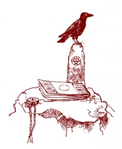 crow, map and compass